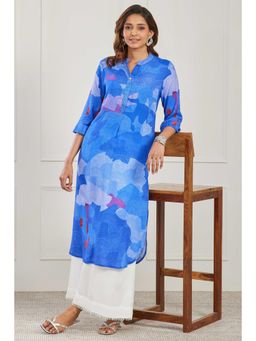 Biba - Women Blue Rayon Kurta
