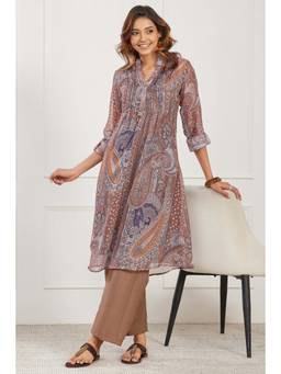 Biba - Women Brown Polyester Kurta with Inner