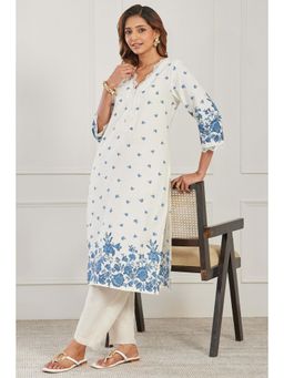 Biba - Women Blue Cotton Kurta