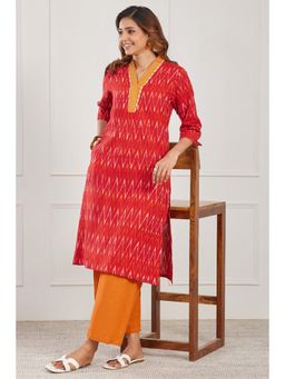 Biba - Women Red Cotton Kurta