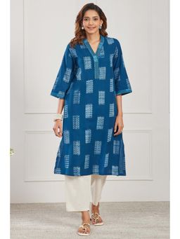 Biba - Women Teal Cotton Kurta