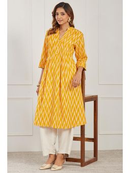 Biba - Women Yellow Cotton Kurta