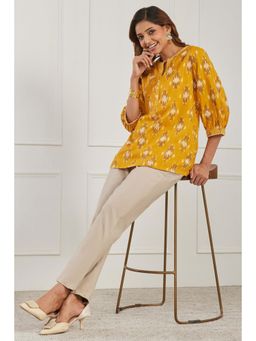 Biba - Women Yellow Cotton Kurti