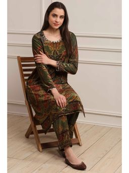 Biba - Women Green Polyester Kurta with Pant