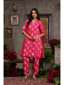 Biba - Women Pink Polyester Kurta with Pant