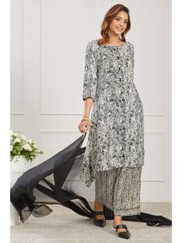 Biba - Women Black Rayon Kurta with Palazzo and Dupatta