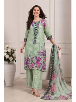 Biba - Women Purple Rayon Kurta with Palazzo and Dupatta