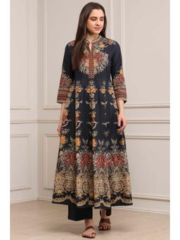 Biba - Women Grey Cotton Anarkali Kurta with Pant