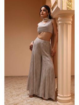 Biba - Women Beige Viscose Kurta with Sharara and Dupatta