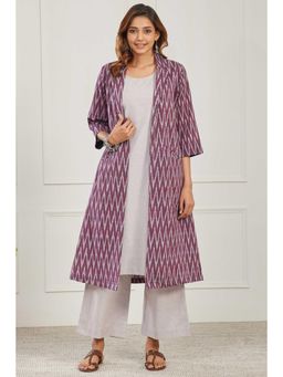 Biba - Women Maroon Cotton Jacket with Kurta and Pant