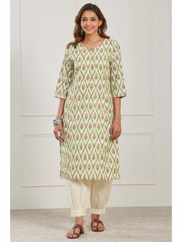 Biba - Women White Cotton Kurta with Pant