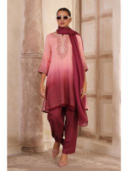 Biba - Women Peach Viscose Blend Kurta with Palazzo and Dupatta