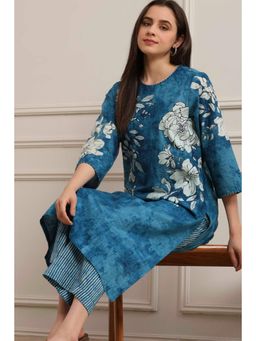Biba - Women Blue Cotton Kurta with Palazzo