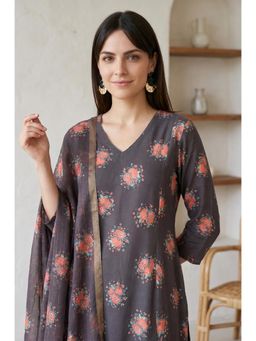 W - Charcoal Polyester Dupatta