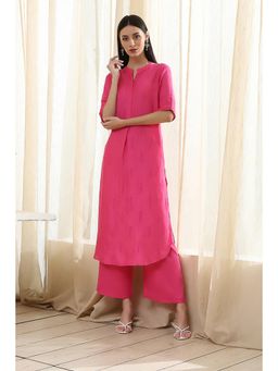 Biba - Women Pink Viscose Blend Kurta with Pant