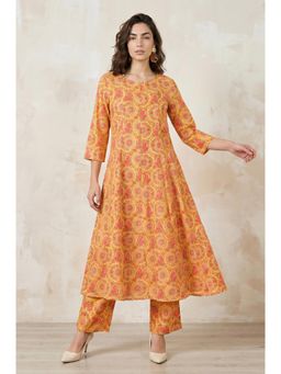 W - Yellow Rayon Kurta with Pant
