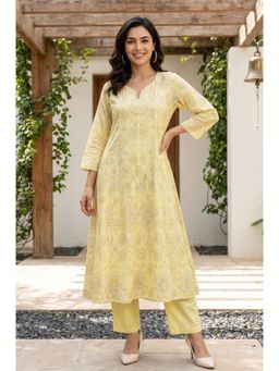 W - Yellow Cotton Flex Kurta