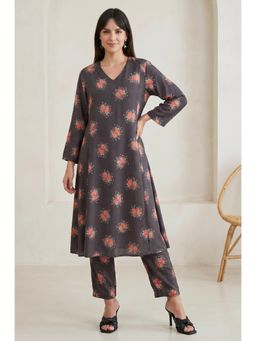 W - Charcoal Rayon Kurta