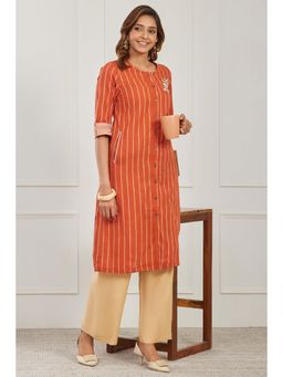 Biba - Women Orange Cotton Kurta