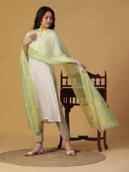 Shingora - Sea Green Dobby Woven Zari Dupatta