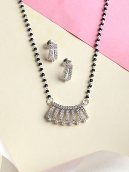 CLARA - 925 Silver Ayla Mangalsutra Tanmaniya Pendant Earring Chain Gift For Women (Set of 3)