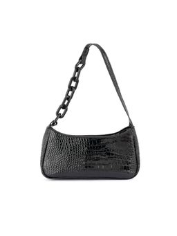 London Rag - Croc Patterned Baguette in Black
