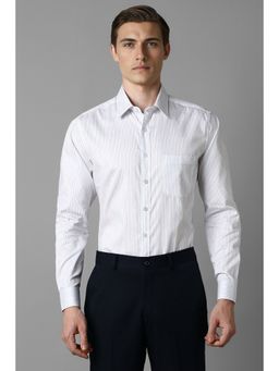 Louis Philippe - Men Light Blue Slim Fit Stripes Full Sleeves Formal Shirt