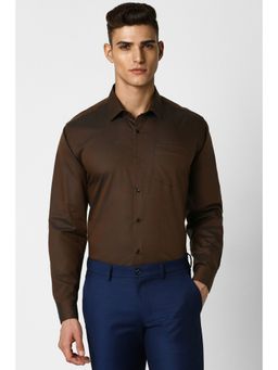Van Heusen - Men Brown Regular Fit Print Full Sleeves Formal Shirt