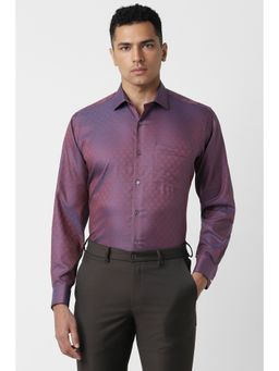 Van Heusen - Men Purple Regular Self Design Full Sleeves Formal Shirt