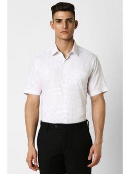 Van Heusen - Men White Regular Checks Half Sleeves Formal Shirt