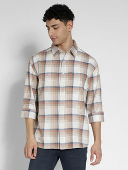 American Eagle - Men Multi-Color Checks Oxford Plaid Button-Up Shirt