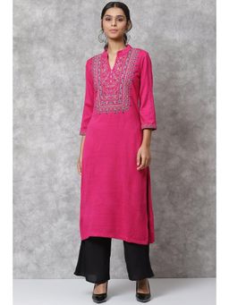 Biba - Fuchsia Straight Acrylic Kurtas