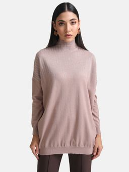 Kazo - Purple Tunic Length Pullover With Heat Studs