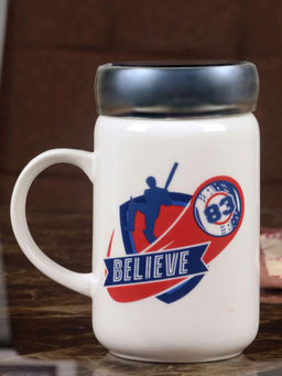 At Home by Nilkamal - 500 ml Ceramic Mug with Lid (White)