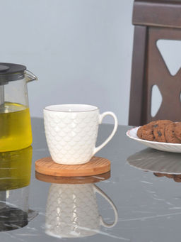 At Home by Nilkamal - Ripple 240ml Coffee Mug Set of 6 (White)