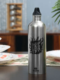 At Home by Nilkamal - Single Cap 750 ml Single Wall Bottle (Silver)