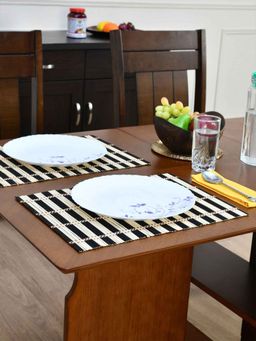 At Home by Nilkamal - Bamboo Placemat 45 X 30 Cm Set of 6 (Brown & Black)