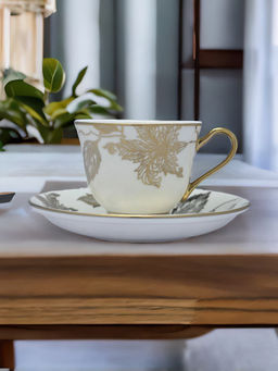 At Home by Nilkamal - Ebony Georgian E615 200 ml Cup & Saucer Set of 6 (Multicolor)