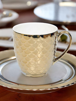 At Home by Nilkamal - Ebony Ripple 220 ml Coffee Mug Set of 6 (Gold)