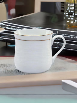 At Home by Nilkamal - Ebony Impression G1101 200 ml Coffee Mug Set of 6 (White)