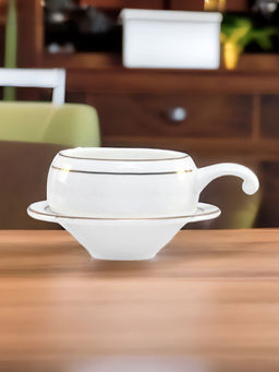 At Home by Nilkamal - Ebony Gldle Liliput Gl110 180 ml Cup & Saucer Set of 6 (White)