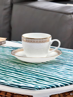 At Home by Nilkamal - Ebony Imp Swan 1404 200 ml Cup & Saucer Set of 6 (White)