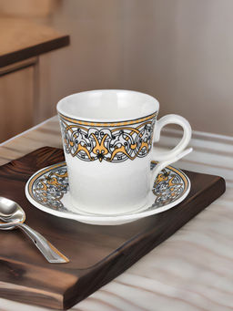 At Home by Nilkamal - Royal 160 ml Cup & Saucer Set of 6 White