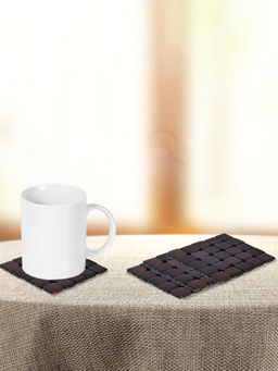 At Home by Nilkamal - Check Scale Coaster Set of 6 - Brown