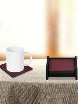 At Home by Nilkamal - Curio Coaster Set of 6 - Wine