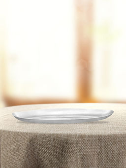 At Home by Nilkamal - Hammered Small Tray Oval Shape (Silver)