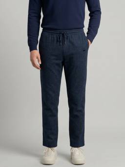 Monte Carlo - Navy Blue Mens Regular Fit Solid Track Pant