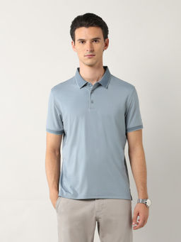 Arrow - Men Blue Cotton Collar Neck Polo T-Shirt