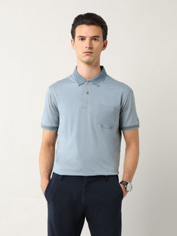 Arrow - Men Blue Cotton Collar Neck Polo T-Shirt