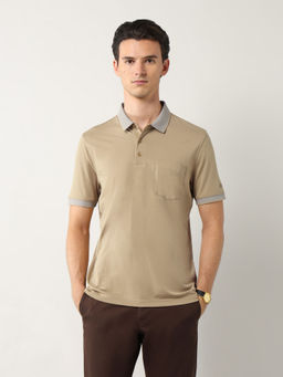 Arrow - Men Brown Cotton Collar Neck Polo T-Shirt